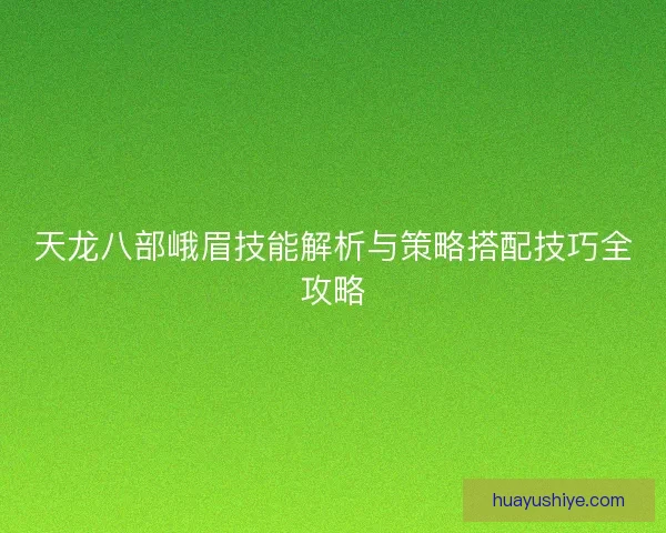 天龙八部峨眉技能解析与策略搭配技巧全攻略