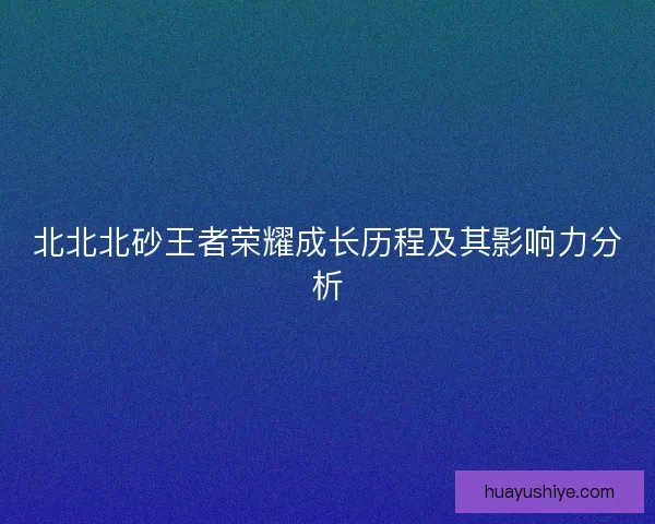 北北北砂王者荣耀成长历程及其影响力分析